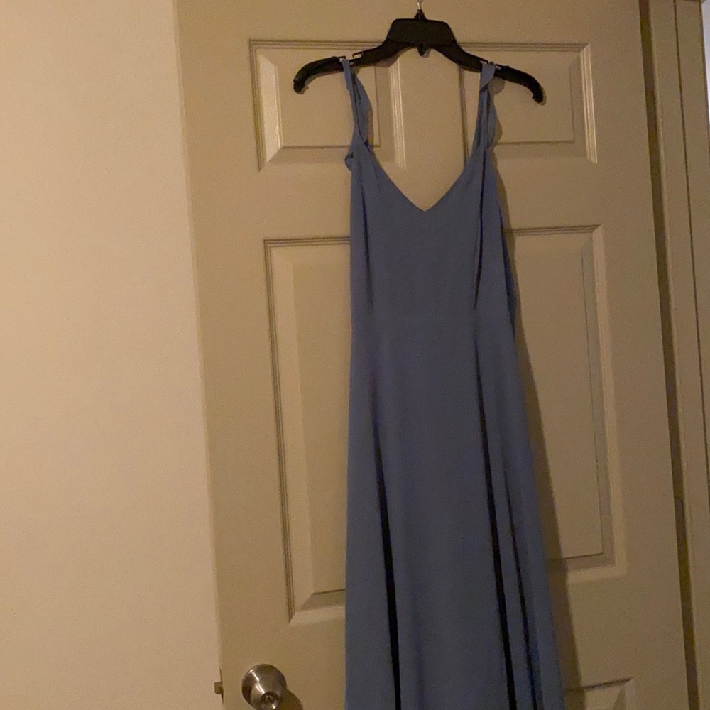 Long dusty blue dress